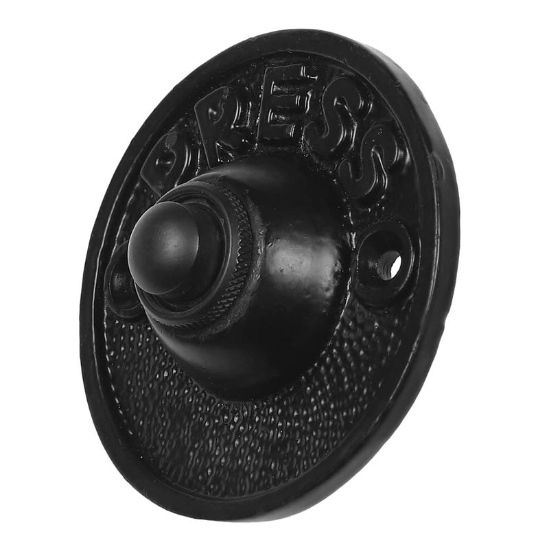 A29 زر جرس الباب من الحديد الزهر المطلي بالبودرة السوداء A29 - بقطر 2 5/9" مع تركيب مدمج، تصميم دائري عتيق، موصل لجرس ثنائي الأسلاك، مقاوم للعوامل الجوية، طراز قديم، تركيب سهل بنفسك - Image 3